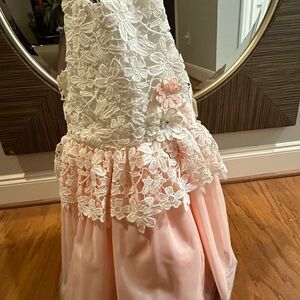 Elegant White Lace and Pink Dress